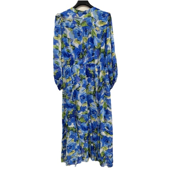 Taylor Chiffon Maxi Dress Plus Size 22W Blue Floral Semi Formal Wedding Guest - Picture 6 of 10